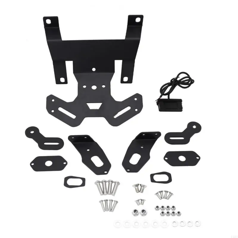 

D5BE Motorcycle License Plates Holder Frame with LED Light Tail Light Holder Stand