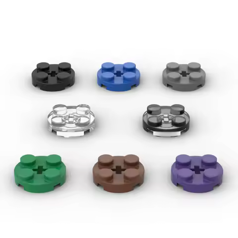 MOC 10PCS 4032 Round 2x2 With Axle Hole Building Blocks Kit Plate Bricks Particle Puzzle Idea DIY Toys Children Birthday Gifts