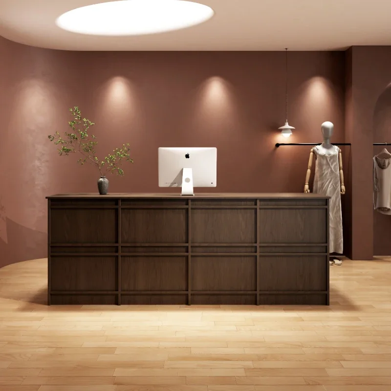 Clothing store checkout page Simple women's clothing store Small counter, commercial cream style bar retro reception desk