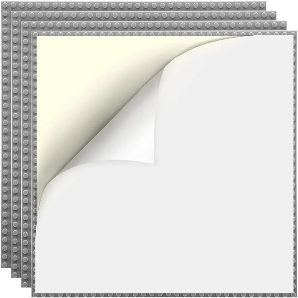 

4 Pack Peel-and-Stick Building Baseplates, 10"x10" Classic Building Boards - 100% Compatible with All Major Brands of Toy Buildi