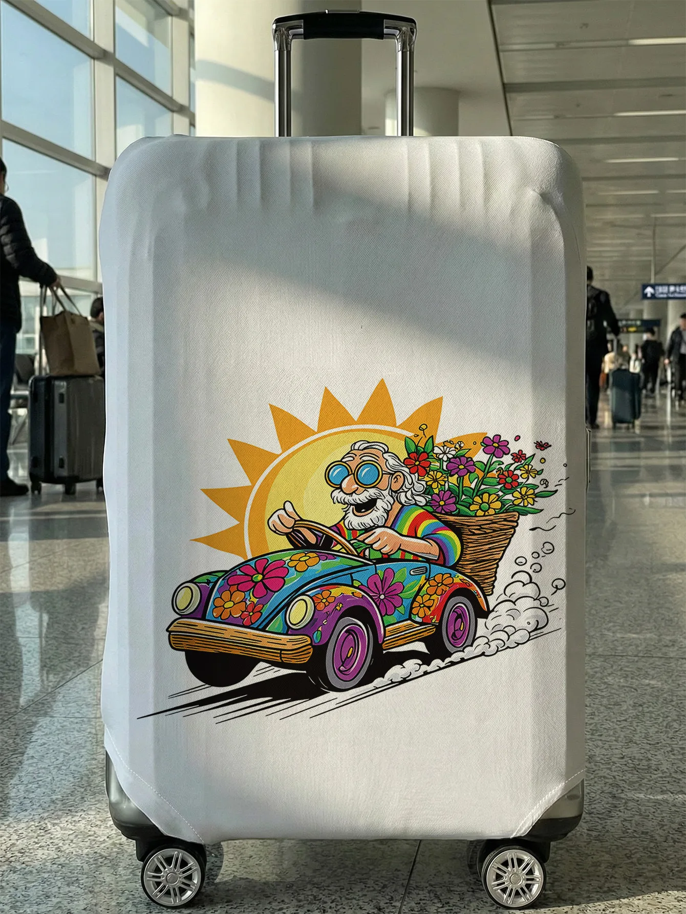 

Чехол для багажа с принтом цветов в стиле хиппи, винтажный дизайн, подходит для чемоданов 18-32 дюймов, чехол на ручку чемодана, дорожные аксессуары