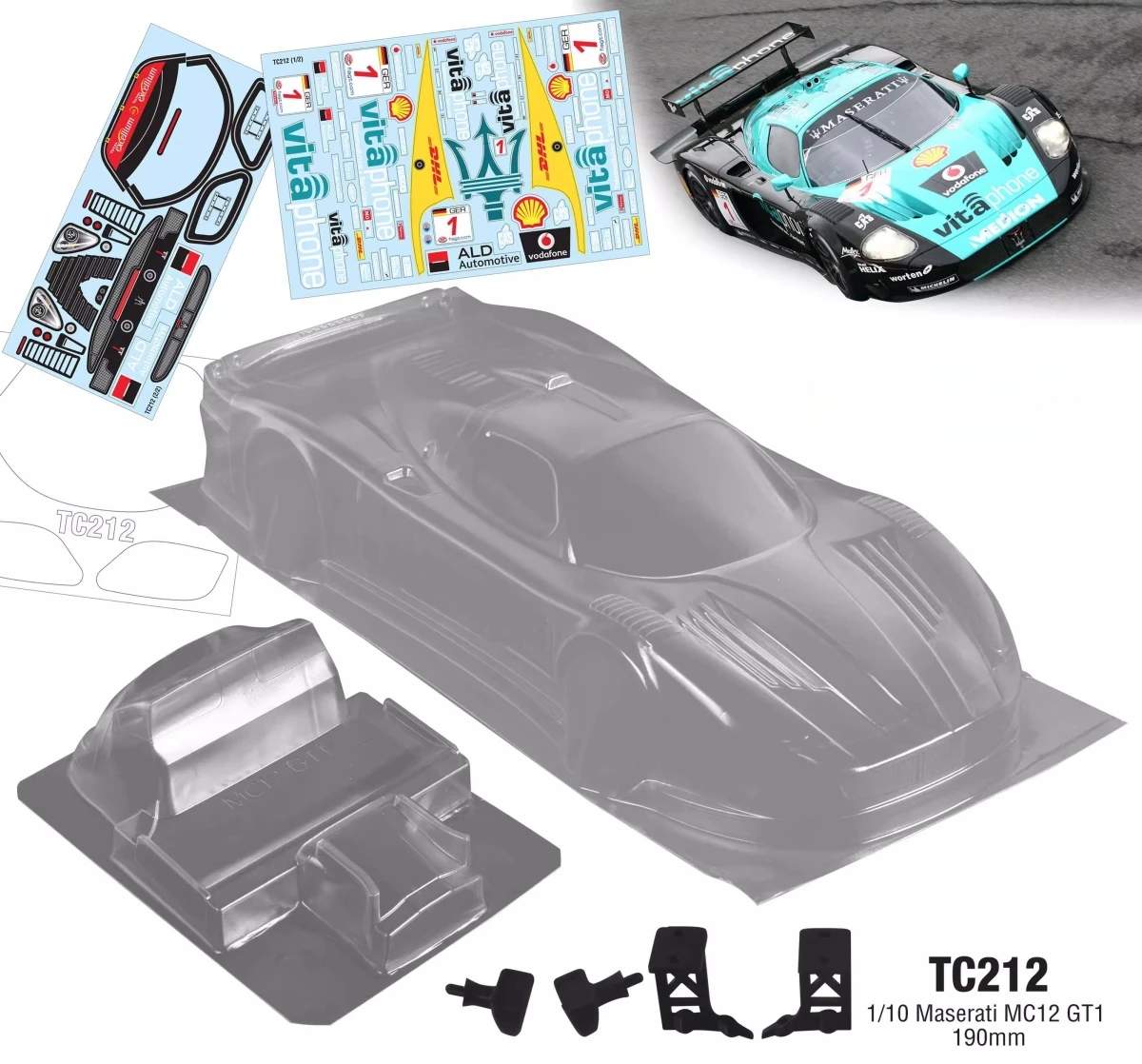 

1/10 scale MC12 GT1 RC Racing car Clear RC Drift body shell 190mm