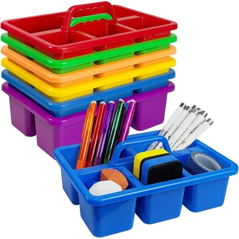 AT82-6PC Classroom Caddy, 5 Compartment With Handle Small Caddy, For Pencil, Crayon, Marker, Home