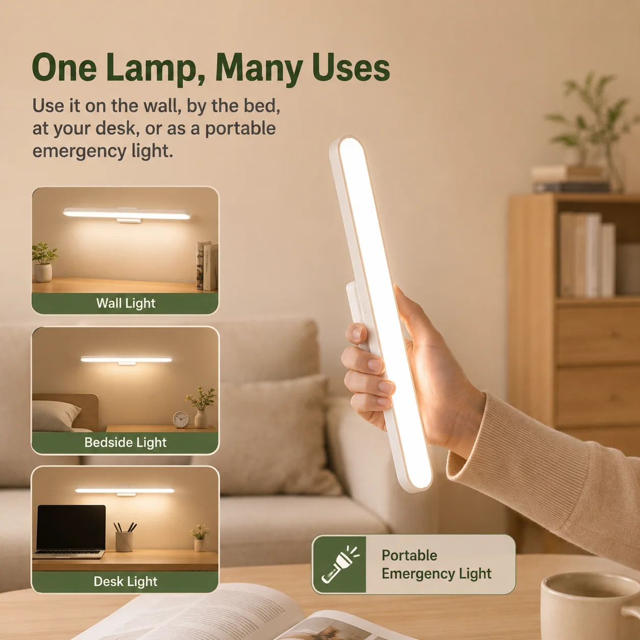 42cm LED Under Cabinet Light USB Rechargeable Magnetic Closet Light with Remote Control Dimmable 3 Color Modes image 6