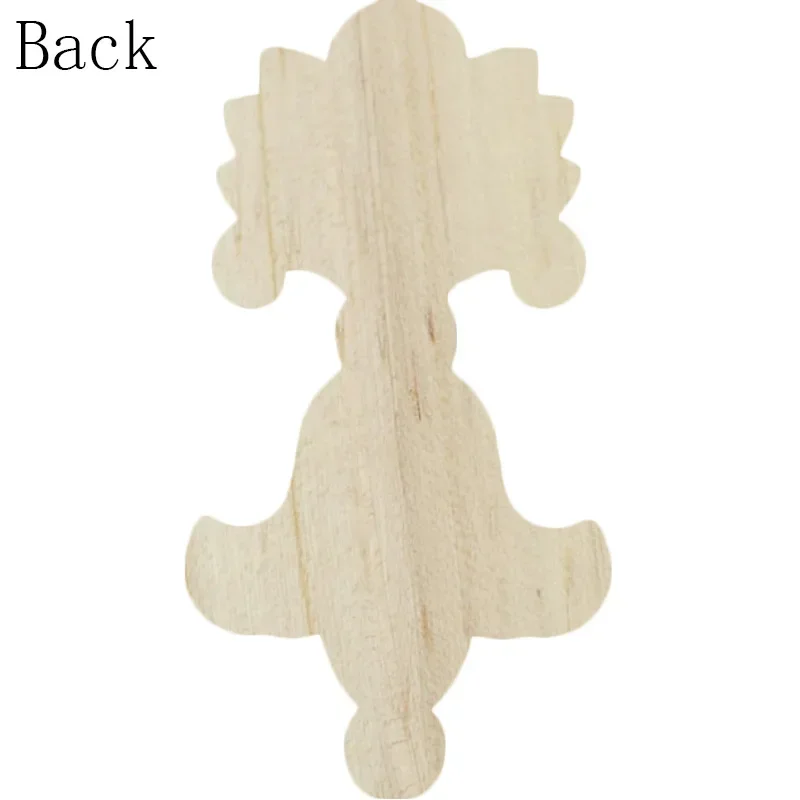 1PC Wood Carved Decal Corner Frame Doors Furniture Woodcarving Decorative Wooden Figurines Craft Long Applique Decoration 9x5cm