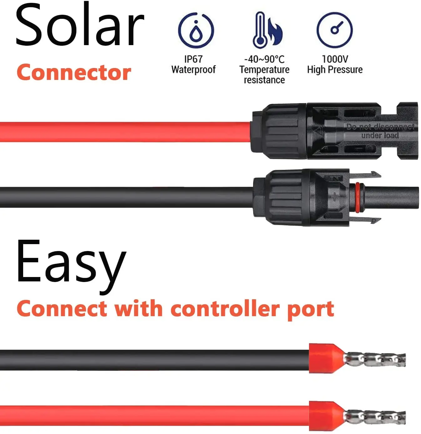 Solar Cable Red and Black 4mm2  Mounted MCX4 Connector 1m-100m PV Cable With Male&Female MCX4 Connector