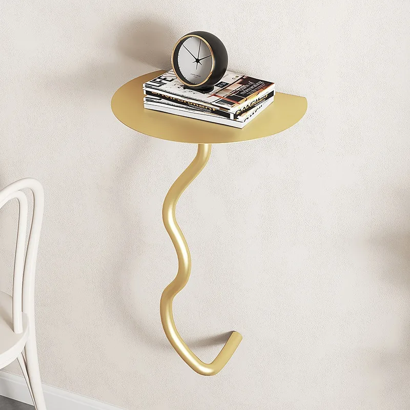 Creative New Design Mini Side Table Floating Punch-free Wall Hanging Bedroom Bedside Table Wall Storage Rack Furniture