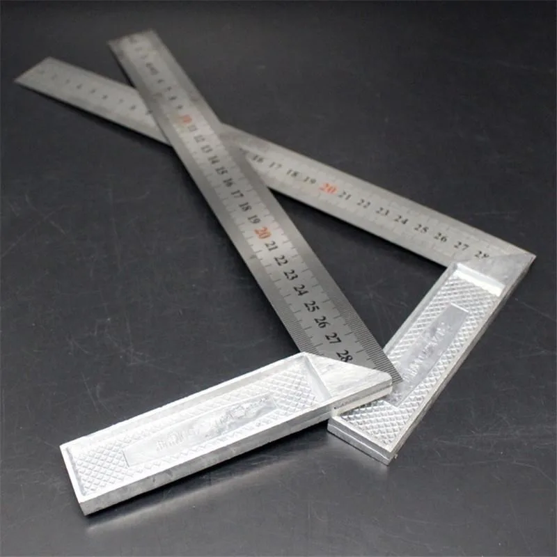 250/300mm Aluminum Handle Right Angle Square Ruler with Stainless Steel Scale Measuring Tool