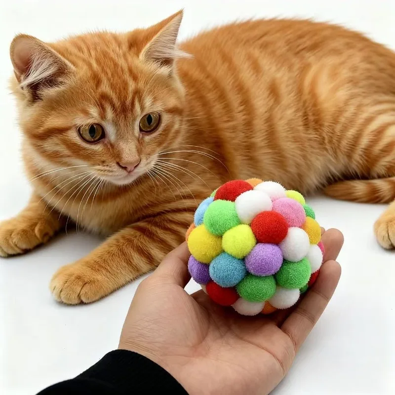 Cat Toys Pet Toy Cat Plush Ball Toys Pet Bouncy Bell Ball To