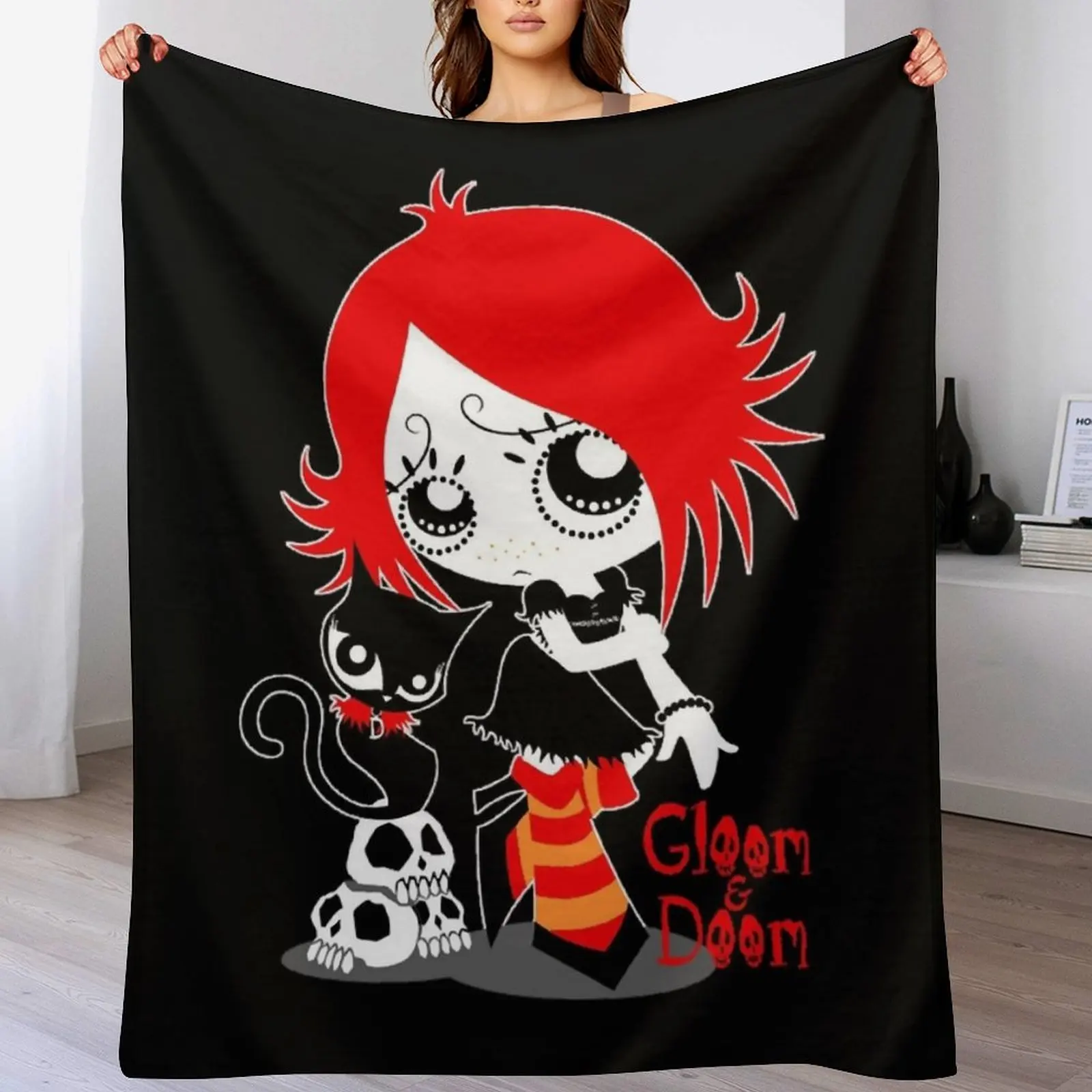 Ruby Gloom and Doom Kitty Throw Blanket Shaggy sofa bed Quilt Blankets