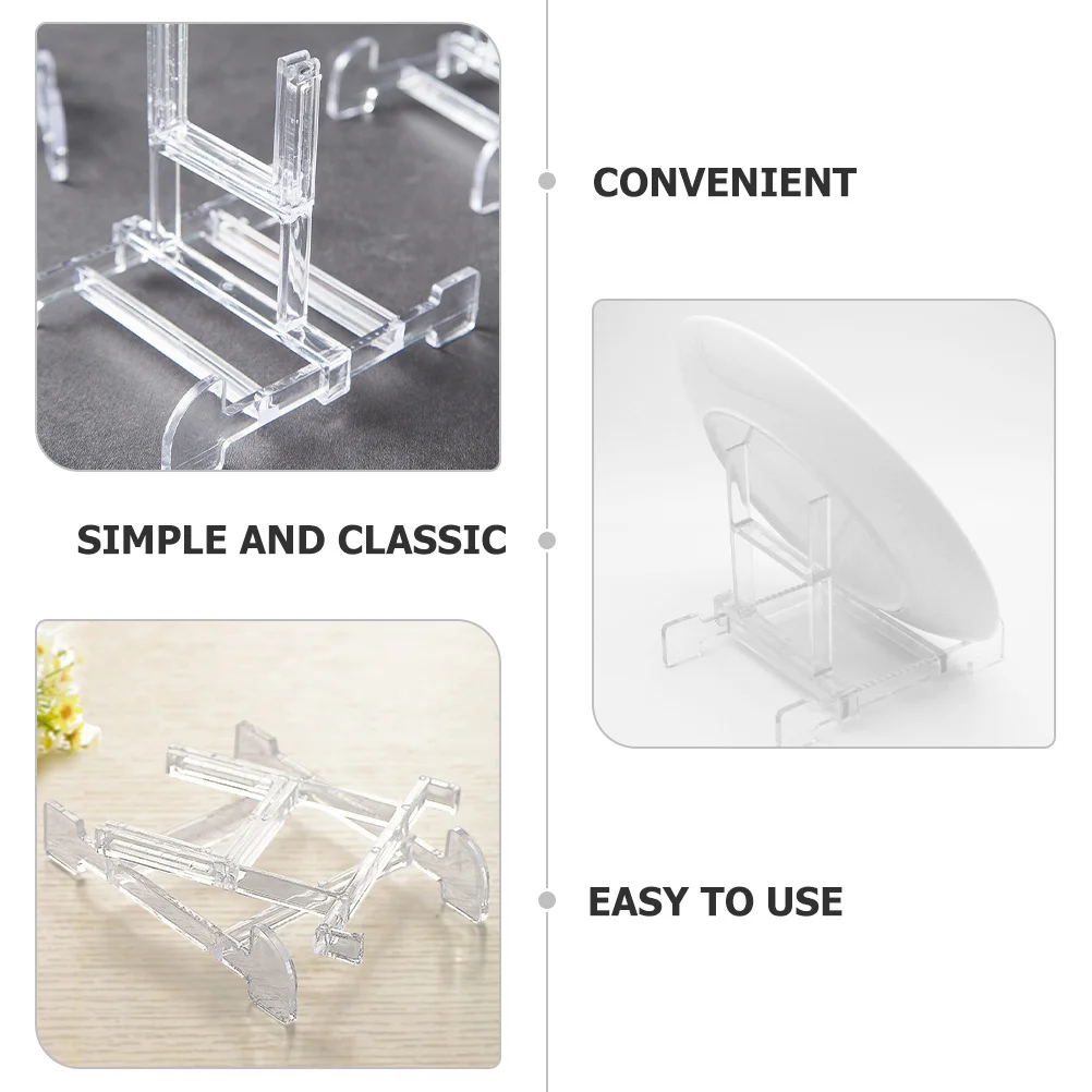 

10Pcs Small Display Easel Clear Plastic Plate Holder Stand Adjustable Display Rack for Photos Artwork Craft Shows Home Office
