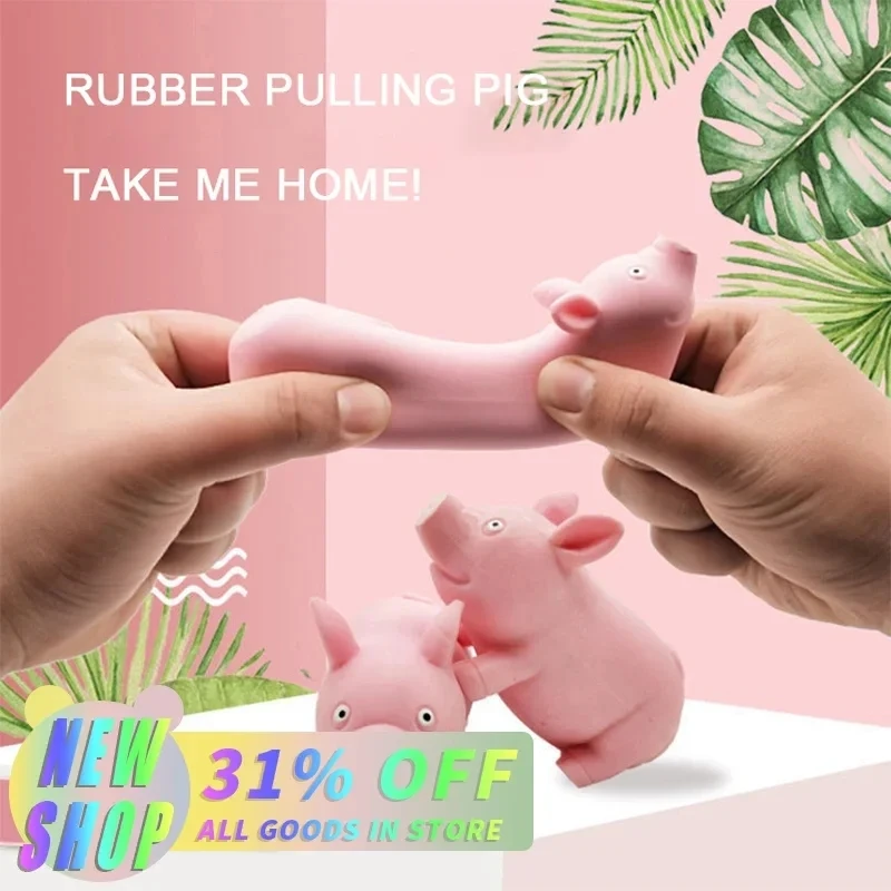 Anti stress fun pink pig squeezing rubber animal model adventure strange slow rebound stretching simulation decompression pig