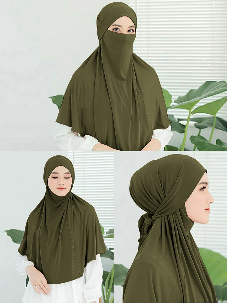 Plain Large Size Headband Muslim Hijab Women Instant Turban Top Quality Islamic Headscarf Ramadan