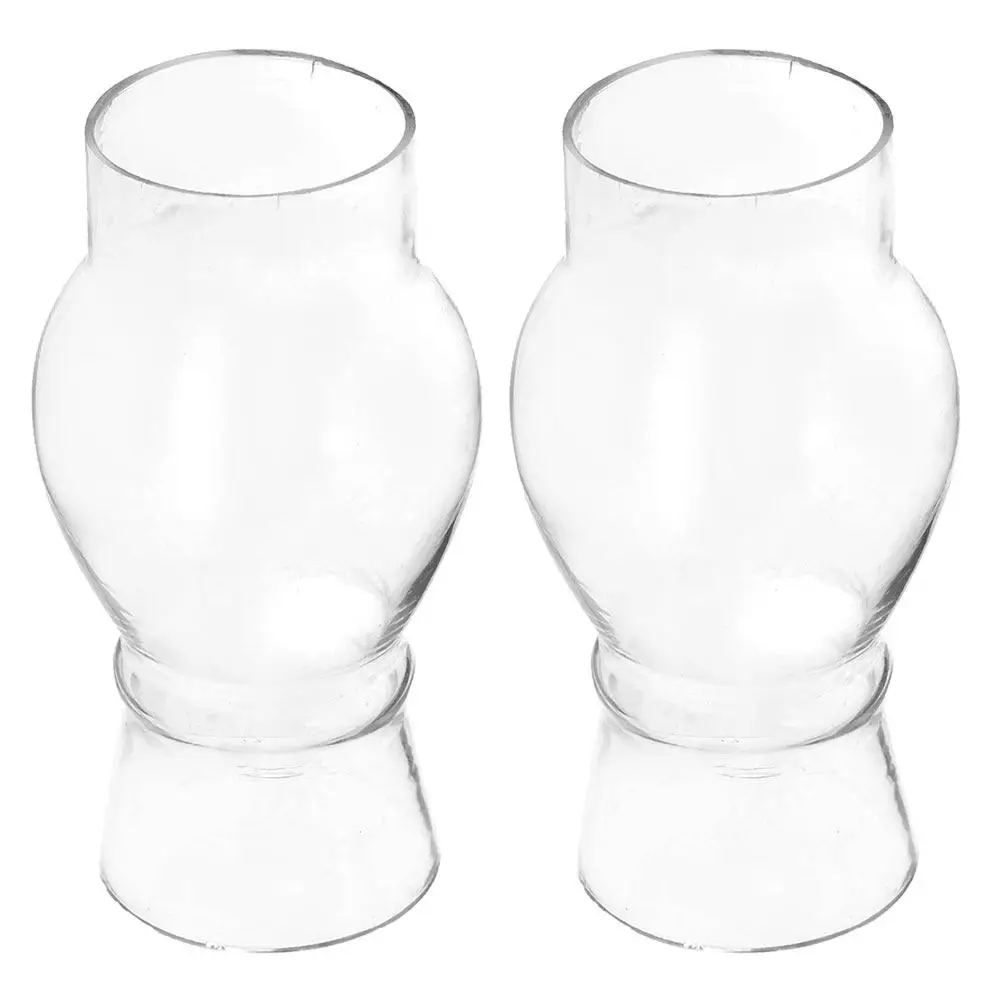 2Pcs Vintage Oil Lamp Shade Glass Replacement Clear Lamp Chimney Cover Parts Accessories for Portable Lantern