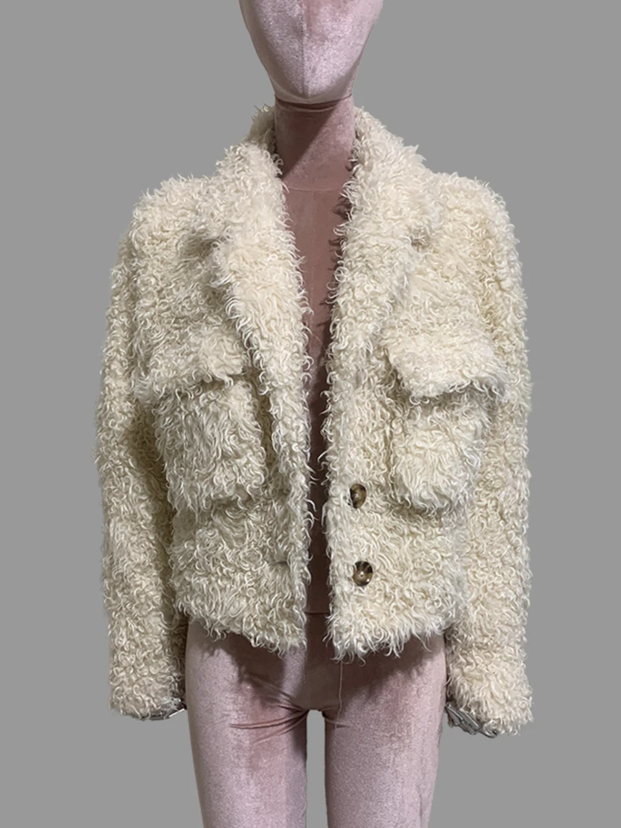 Nerazzurri Autumn Winter Short Thick Warm Soft Hairy Fuzzy Faux Fur Blazer Coat Women Long Sleeve Luxury Chic Fluffy Jacket 2026