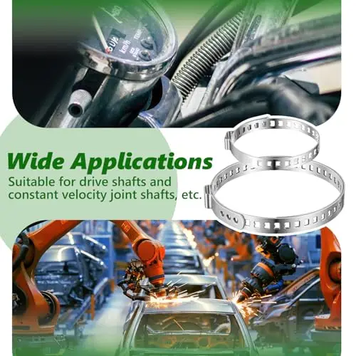 

42-Piece 304 Stainless Steel CV Boot Clamp Kit: 20 Large + 20 Small Adjustable Ear Clamps, Pliers, Gloves For Drive Shaft &