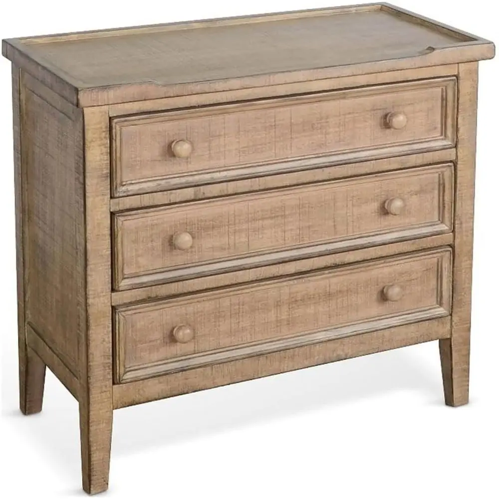 

Solid Wood End Table, Oak Beach Pebble inish, Traditional Style with 3 Storage Ders, Decorative Moldings, Sturdy truction, Recul