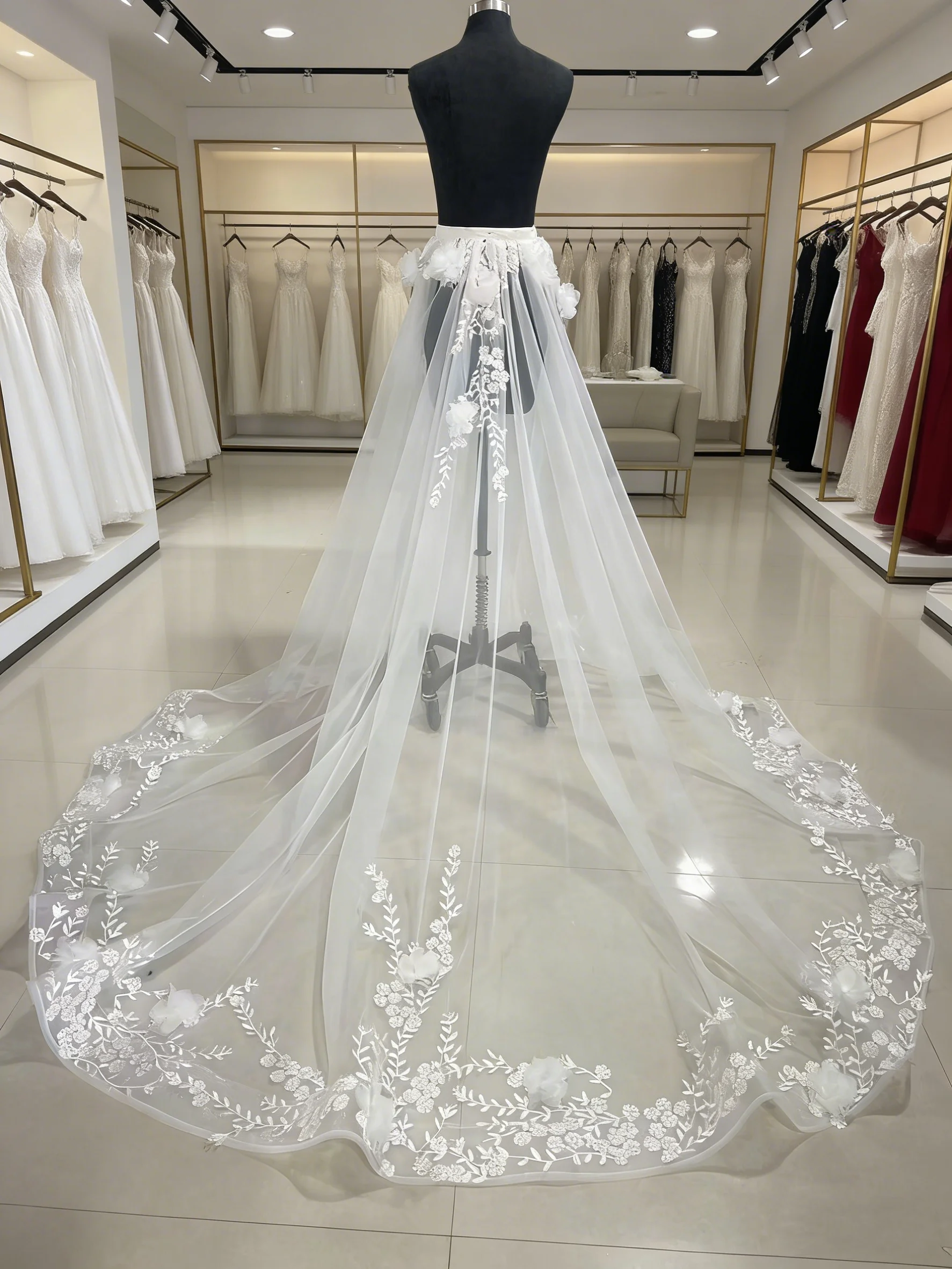 New Detachable Cathedral Train Extra Long Wedding Dress Train for Bridal Gown Versatile Bridal Accessory Veil