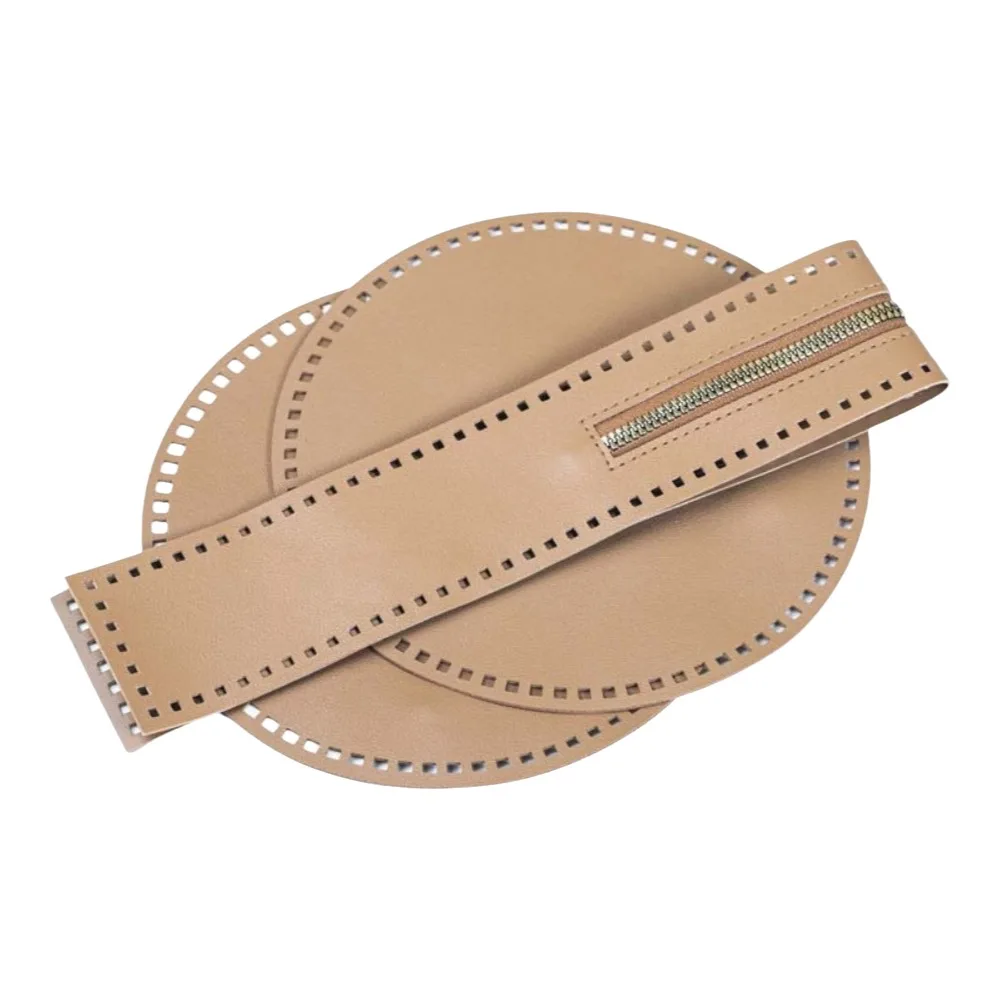 3Pcs PU Leather Bag Making Accessories Handmade Design Knitting Style DIY Knitting Bag Bucket Shape Handmade Bag Supplies