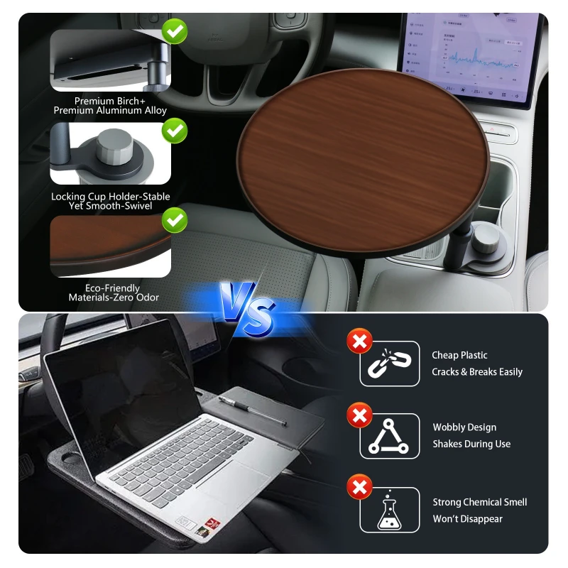 Suitable for Tesla Huan New Version Model3 Y YL Car Solid Wood Suspension Small Table Board Tea Camping Automobiles Accessories view 4
