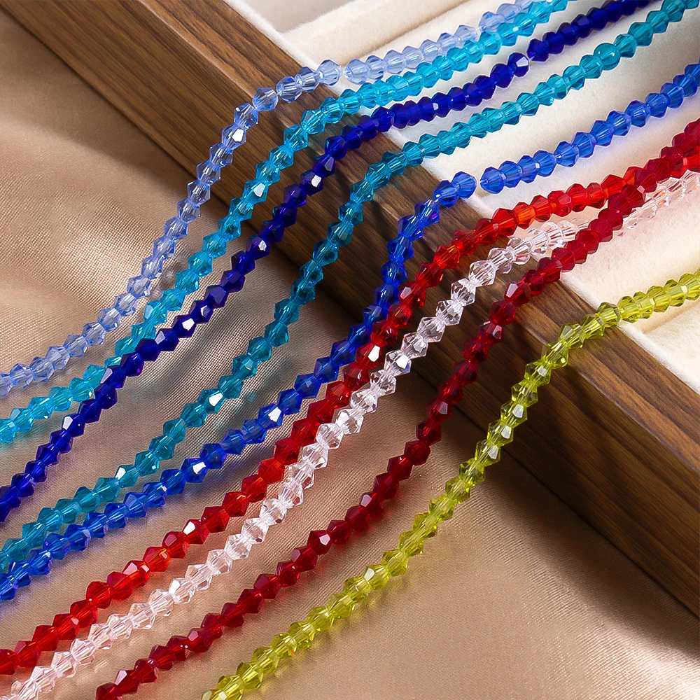 3/4/5/6mm Glass Crystal Diamond-Shaped Beads DIY Bracelet Hair Accessories Jewelry Supplies