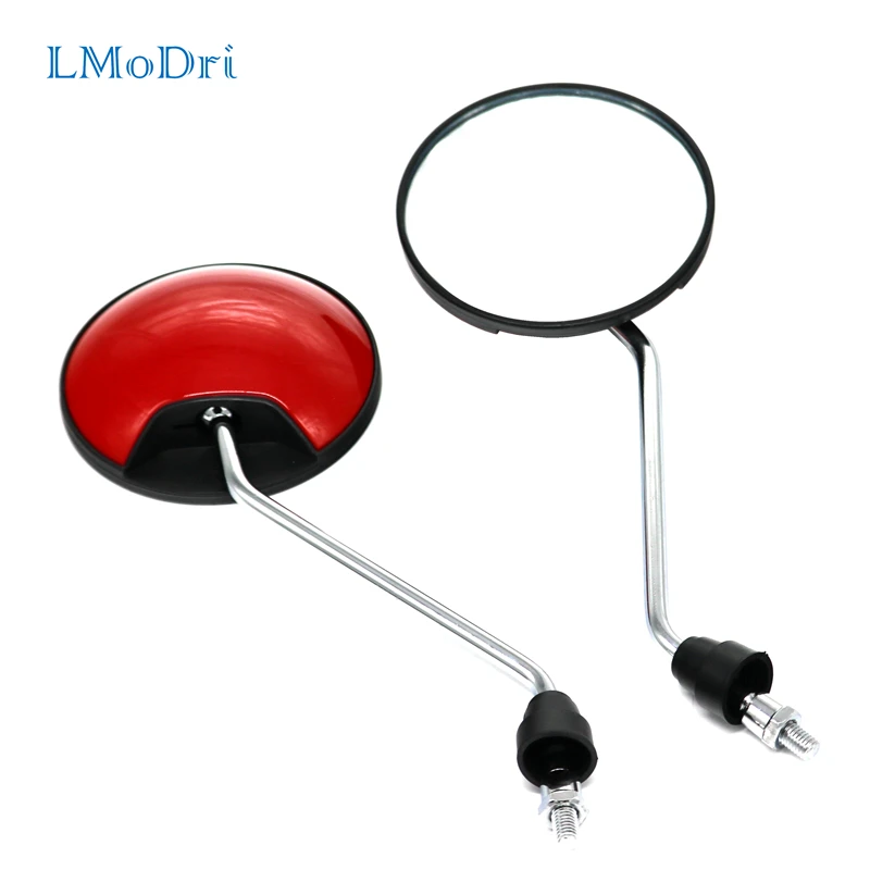 LMoDri Universal Round Motorcycle Rear View Mirrors Moped Scooter Motorbike Side Mirror Clockwise 8mm 360 Degree Convex