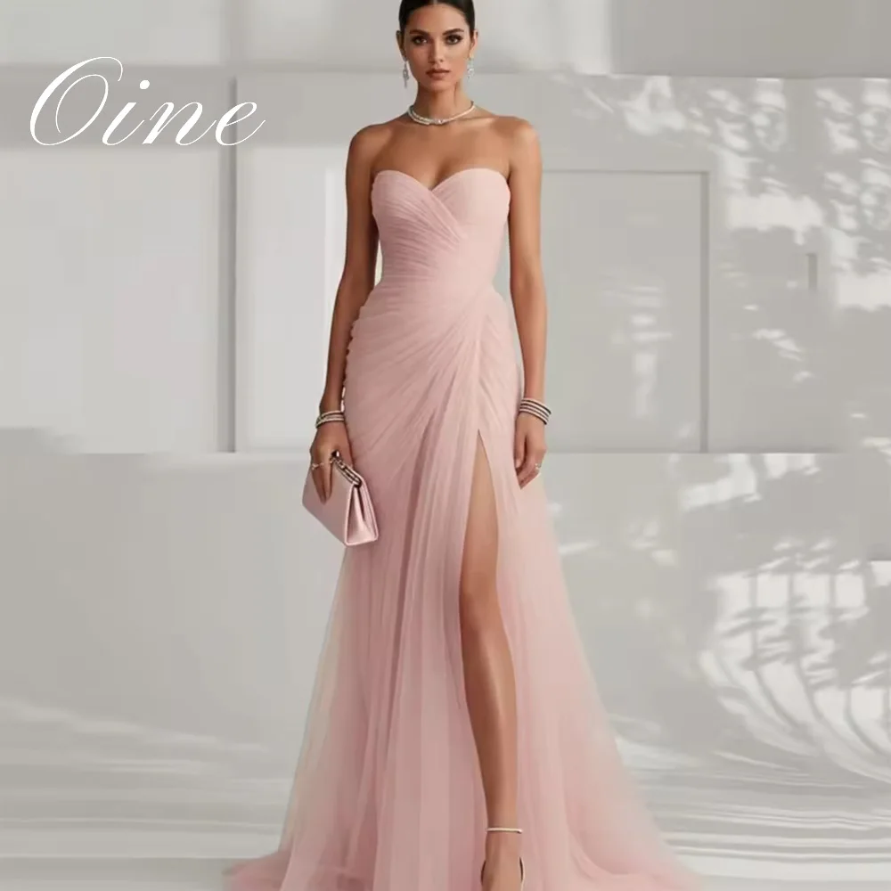 Oine 2026 Rosa Elegante Damen Abendkleider Schatz Trägerlos Hochgeschlitztes Abendkleid Sexy Partykleid Formelle Kleider Maßgeschneidert