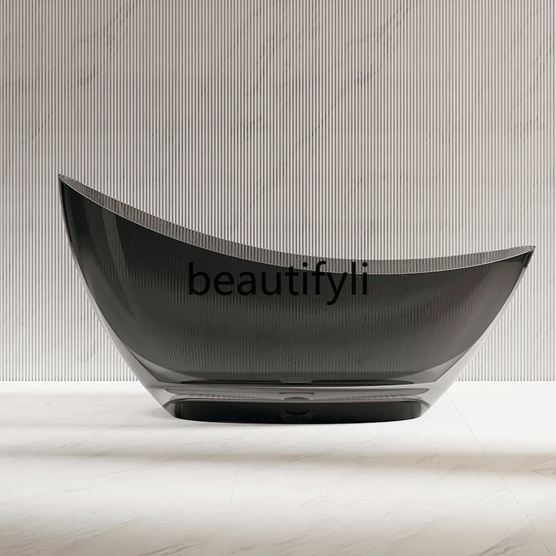 Transparent resin bathtub Free-standing moon-shaped colored crystal special-shaped bathtub