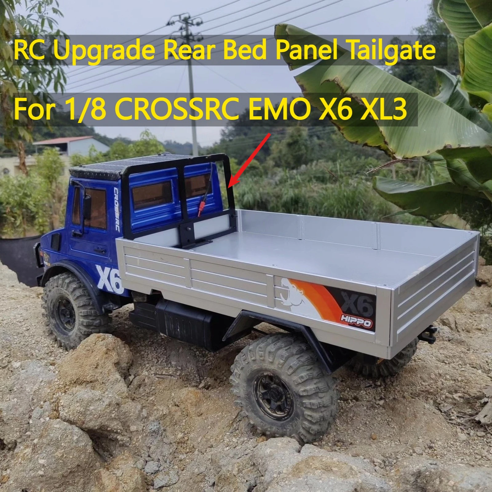 RC Crawler Upgrade Parts Custom Rear Bed Panel Tailgate For 1/8 CROSSRC EMO X6 XL3 RC Truck Modified Hobby Decor Accessories