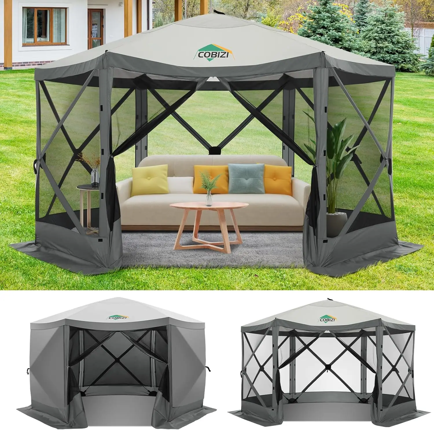 

12x12ft Pop up Gazebo on Clearance Screen Canopy Tent for Camping Camping Outdoor Screened Gazebo with Sidewalls Portable Hub wi