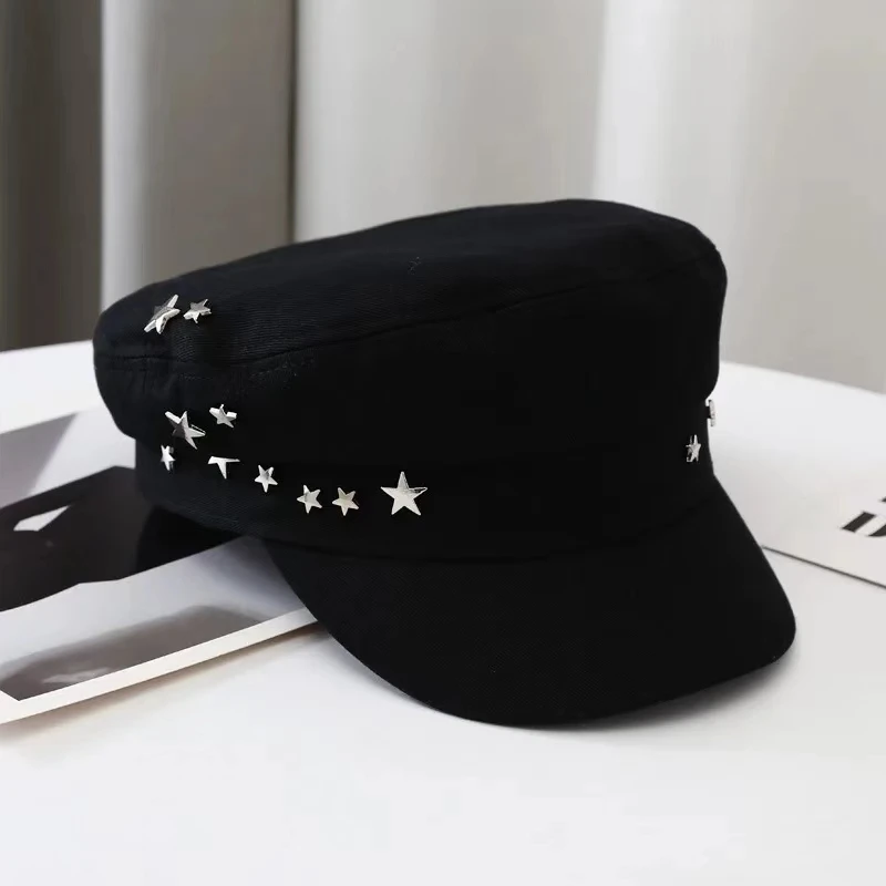 Women\'s British Stars Berets Retro Casquette Vintage Navy Style Artist Caps Fashion Lady Newsboy Hats Stars Cap Newspaper Berets