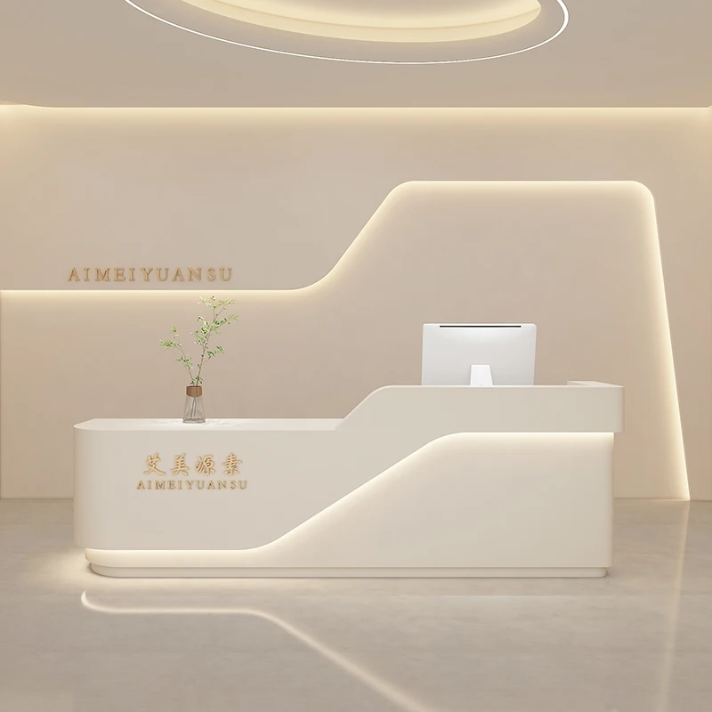 Modern White Reception Desks Register Counter Table Shop Beauty Salon Reception Desks Hospital Bureau Meuble Bar Furniture