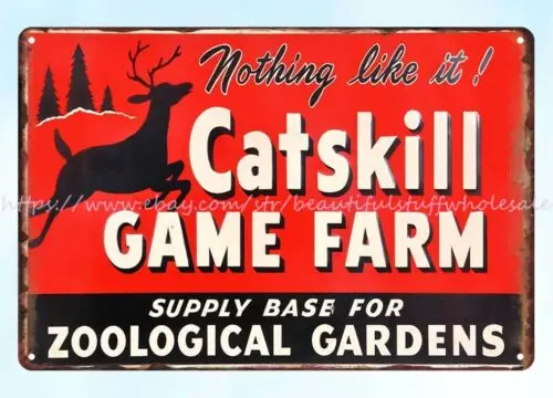 Catskill Game Farm metal tin sign collectible wall art wall art