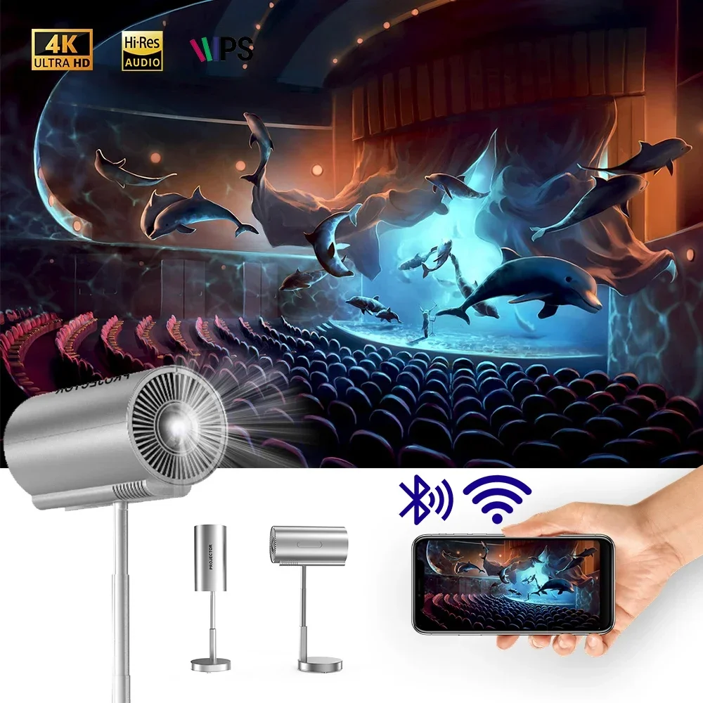 Fashionable and trendy smart home theater outdoor office 1280x720p supports 4k connection to WiFi mobile projector