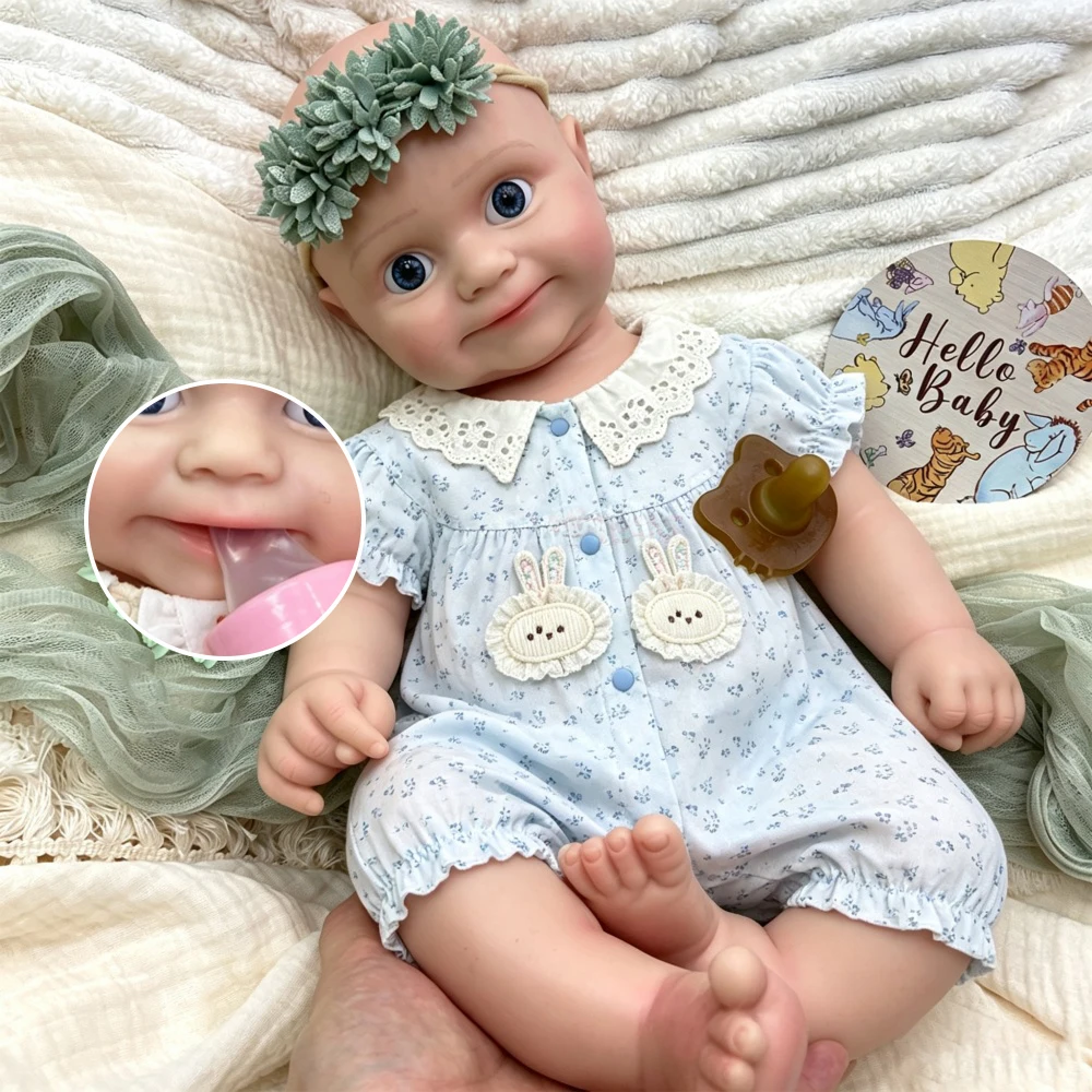 20Inch Open Mouth Maddie Handmade Lifelike Silicone Reborn Doll Soft Waterproof Realistic Features Doll for Photography Prop
