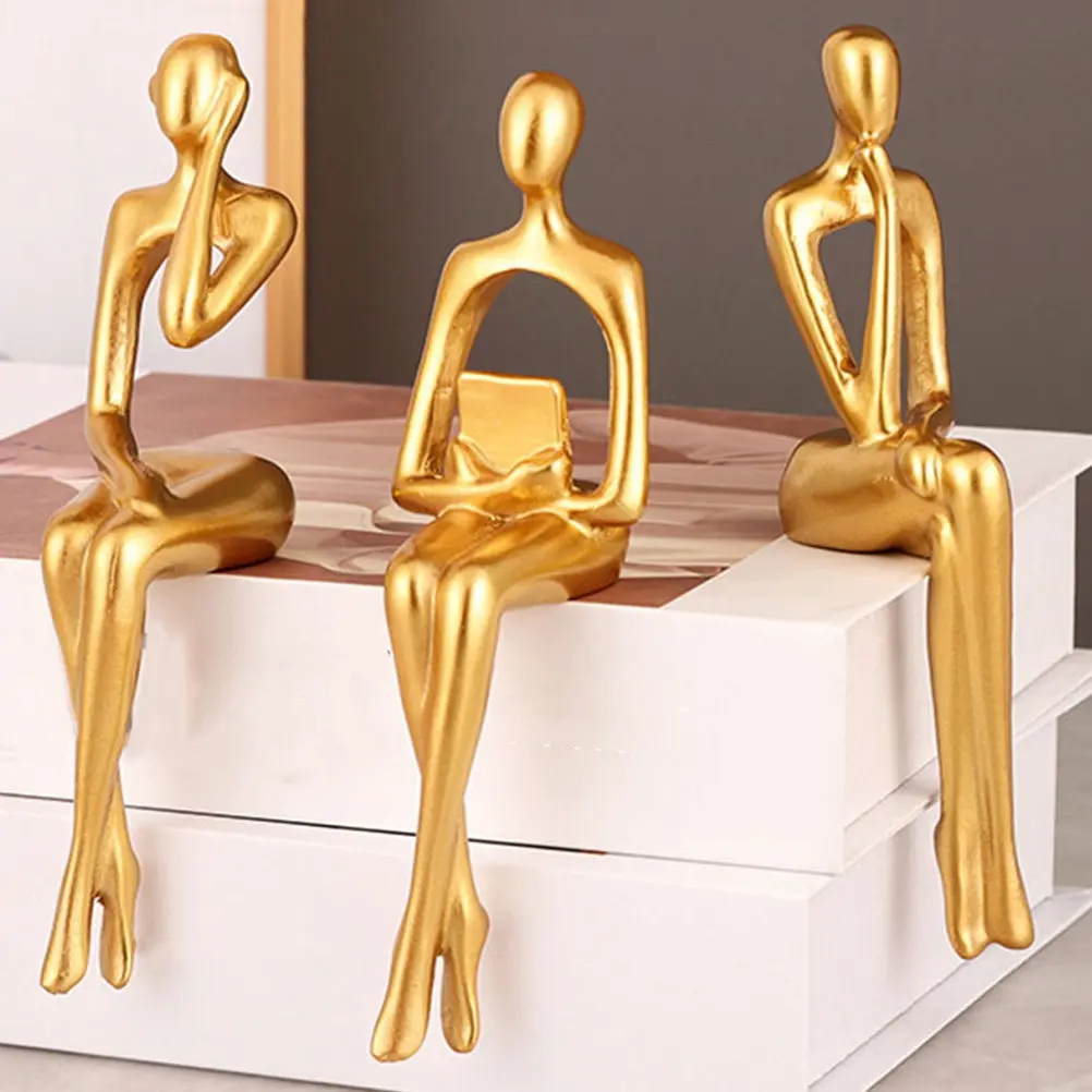 Resin Abstract Thinker Sculpture Exquisite Smooth Finish Desktop Ornament Modern Home Decor Shelf Countertop Art Piece Thinker