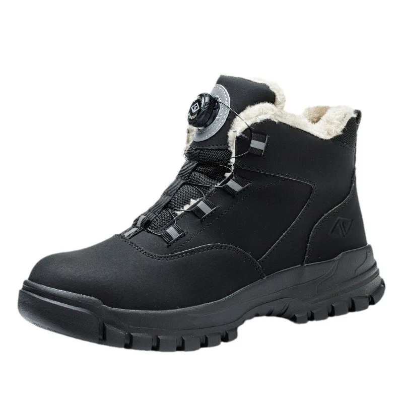 Knob Buckle, Plush, Sem Renda, High Top Safety Boots, Sapatos de Segurança, Sapatos de Trabalho Anti Smashing e Anti Piercing para Todas as Épocas Masculinas tenis masculino botinas masculinas trabalho bota segurança t