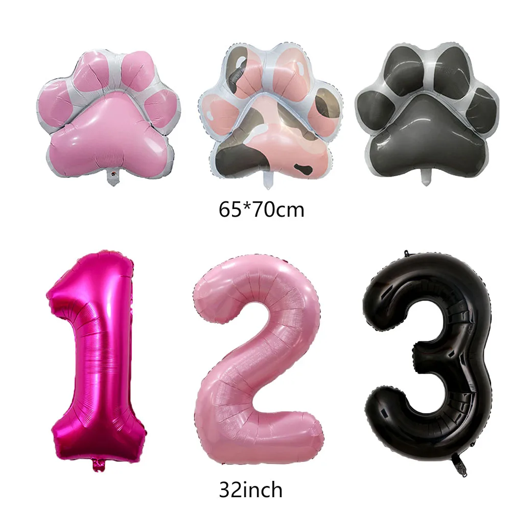 2 pieces/set Let us Pawty Big Dog PAWS Aluminum Balloons 30 inch figure 1 2 3 4 year old birthday party decoration Balloon Baby