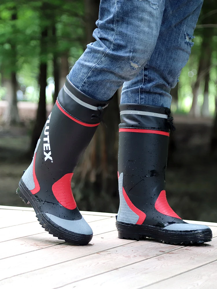 

Faionable Color Blo High Top Men's Rain Boots Waterproof Rubber Work Boots Outdoor Fiing Water Boots Anti Slip Boots