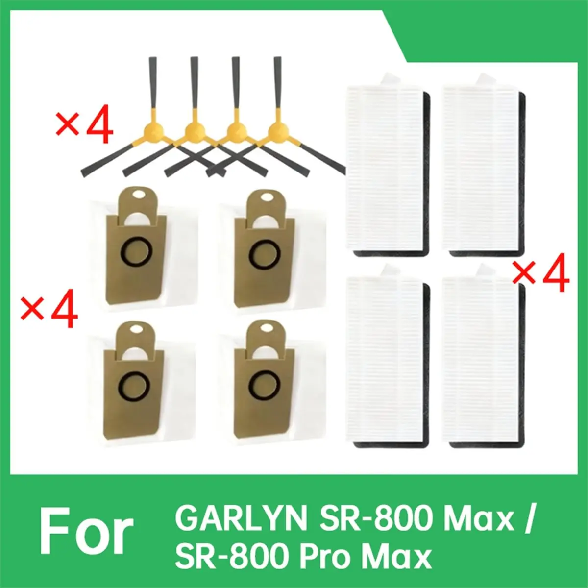 (ABPO) 12 Pcs for GARLYN SR-800 Max / SR-800 Pro Max Sweeping Accessories Side Brush Filter Dust Bags