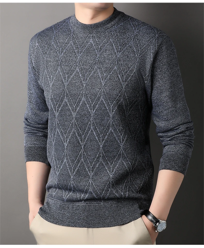 Man Pullover New 2024 Autumn Winter Solid Color Comfortable And Casual Soft Thickened Sweater With Added Velvet Sweater