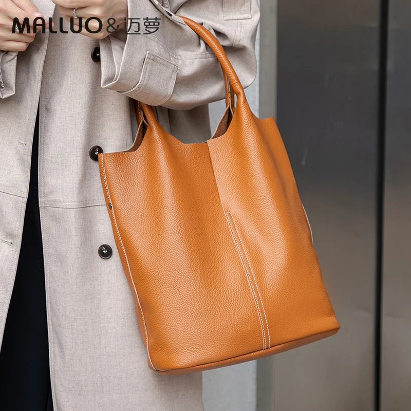 Bucket Bag Ladies Luxury Women Tote Bag Casual Genuine Cow Leather Shoulder Bags ladies Tote Handbags Big Shopper Bag for Female