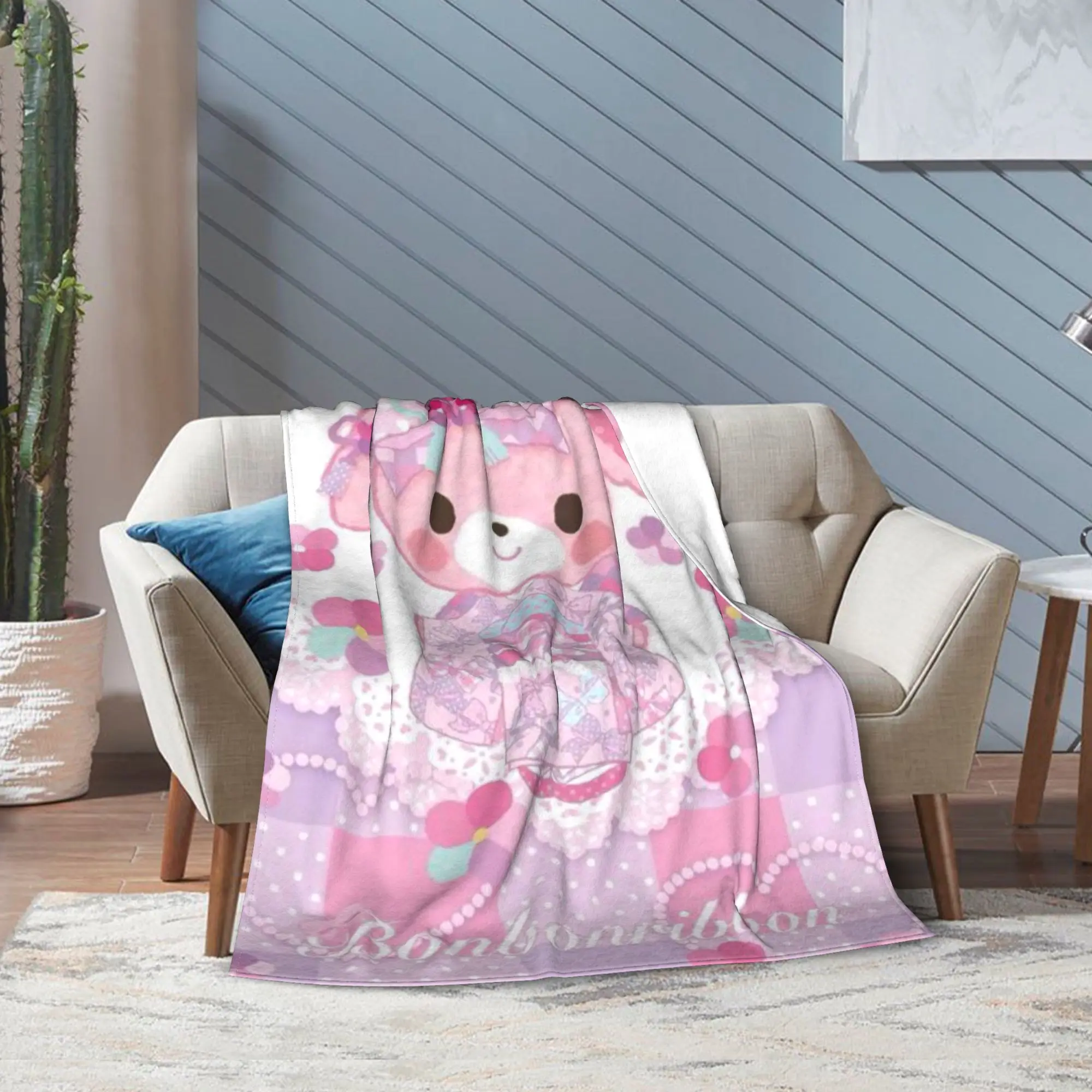 Bonbonribbon, bonita manta Merch con cinta de bonbon, mantas ligeras y cálidas para sala de estar, mantas y mantas de varios tamaños