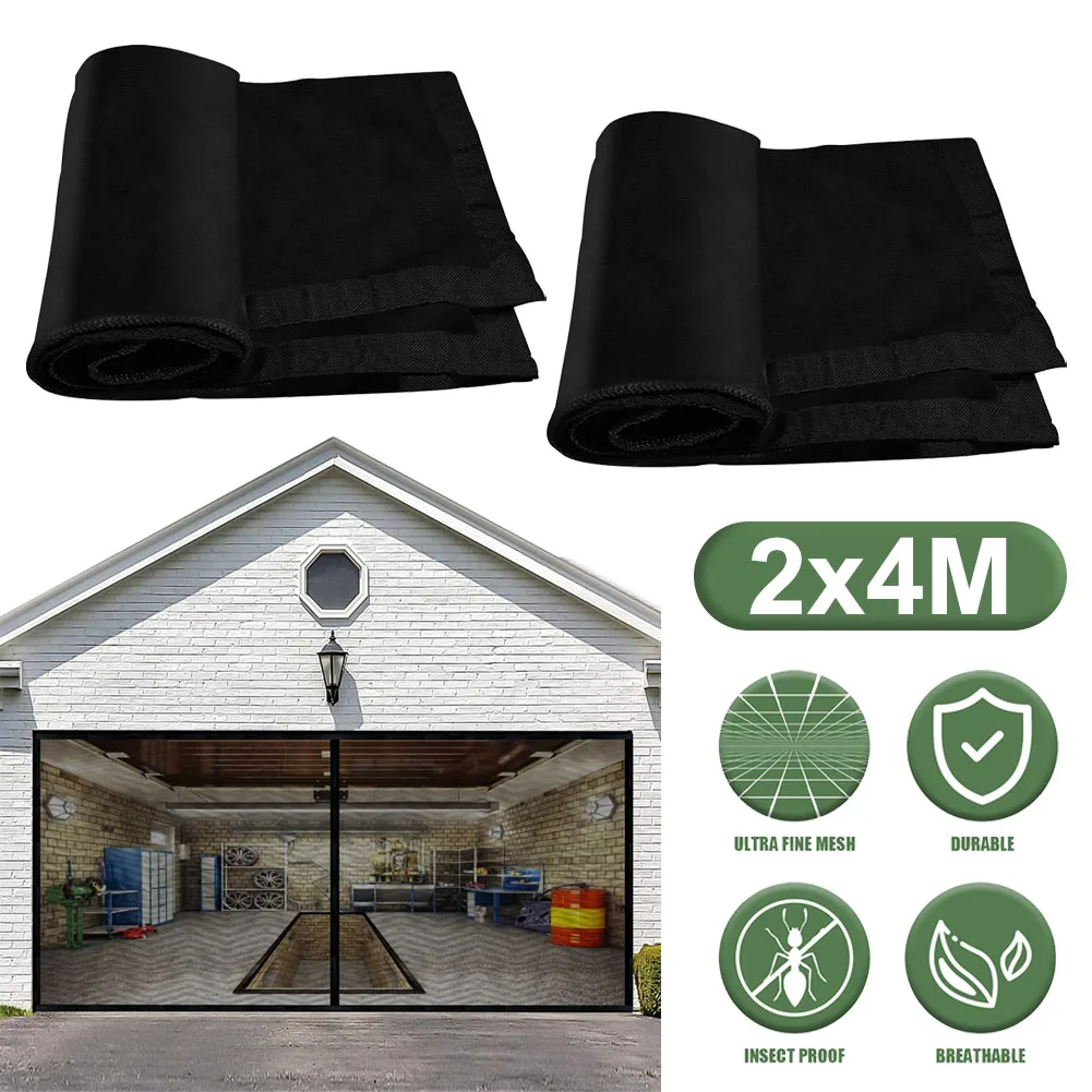 

2x4m Garage Screen Doors For 2 Car Garage Durable Garage Door Screen Hands Free Garage Door Curtain Large Size Anti Insect ﻿