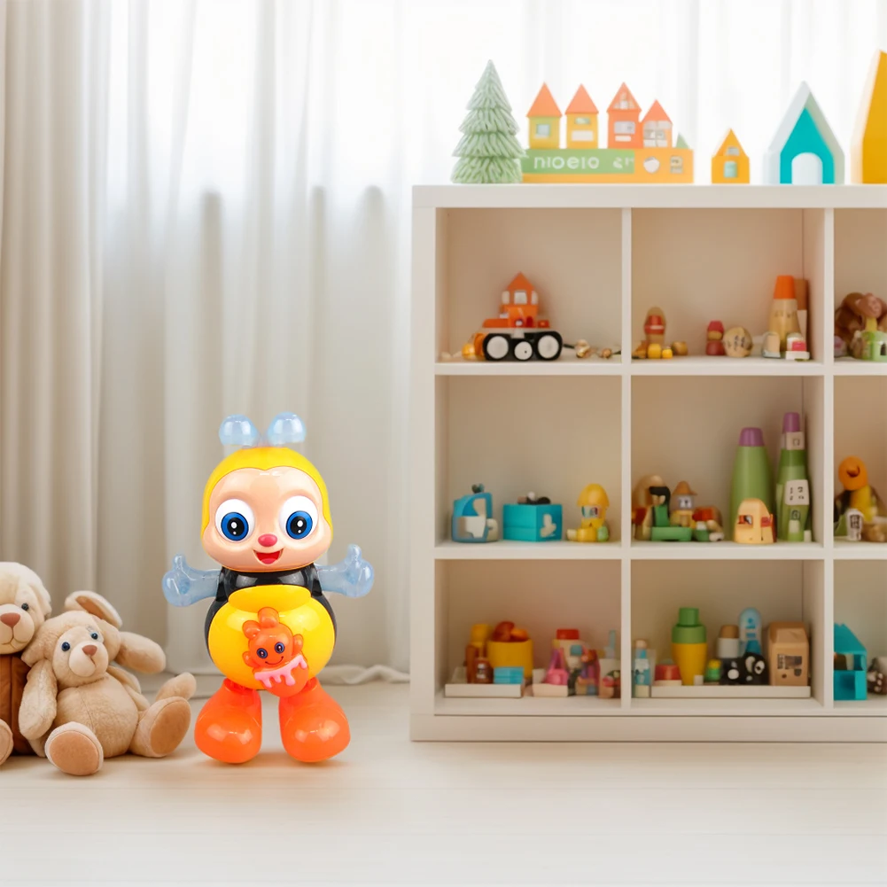 Jouets électriques d'abeille dansante avec musique et lumières, jouet interactif d'abeille oscillante de dessin animé, jouet éducatif pour bébé, cadeaux pour tout-petits
