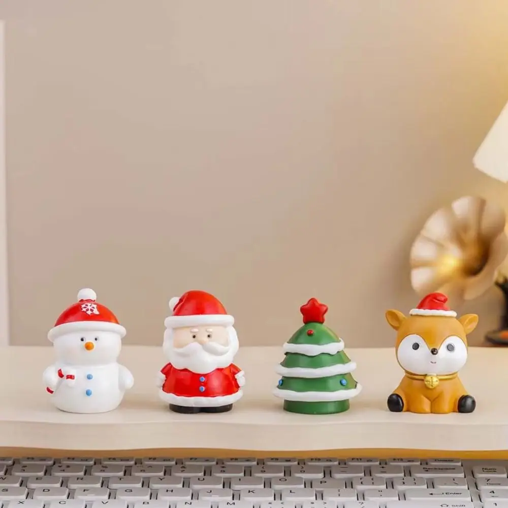 Resin Christmas Figurine Decoration Compact Classic Santa Claus Figurine Miniature Vivid Christmas Tree Figurine Home Decor