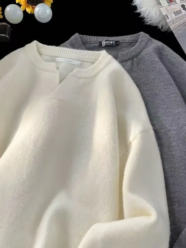 

Men's V-Ne Knitwear Pure Color Versatile Basic Long Sve Sweater Comfortable Soft Polyester Casual Home Outdoor Wear