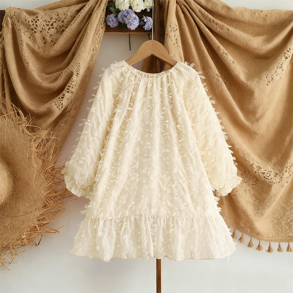 Autumn Pink Girls Casual Dresses Lace Decoration One Shoulder Princess Dress 3-7 Years Old Sweet and Cute Children's Clothing