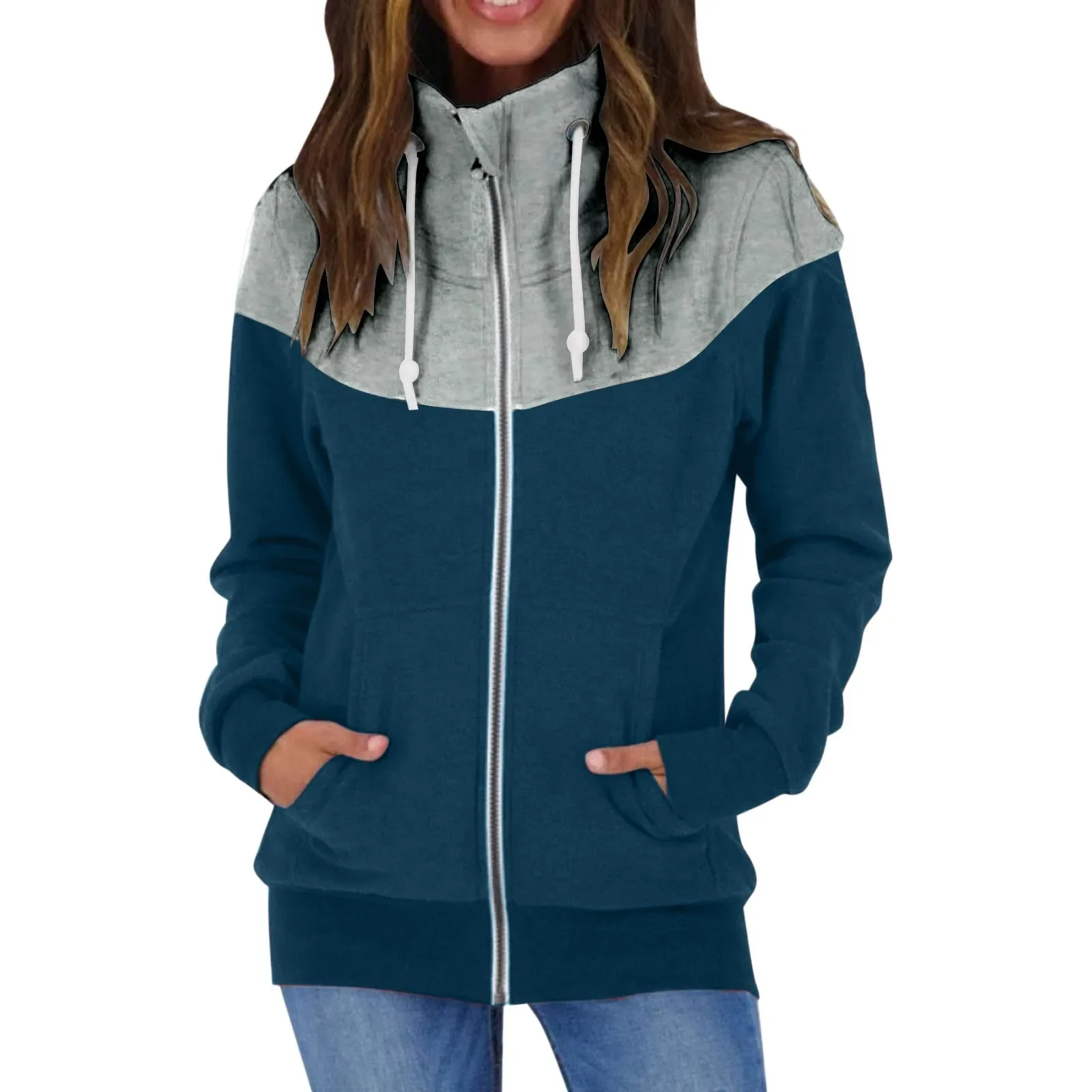 

Ladies Fleece Jacket Women Autumn Winter Long Sleeve Fleece Warm Hoodless Stand Collar Solid Color Zip Flannel Zip up Hoodie