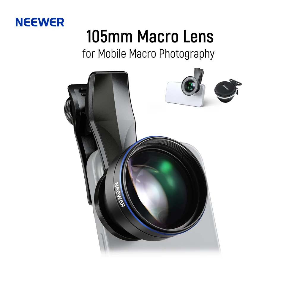 

NEEWER 105mm Macro Lens with 17mm Thread Phone Lens Clip & 67mm Filter Adapter Ring, Suitable for Mobile Macro Photography